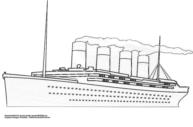 Корабль Титаник для раскрашивания